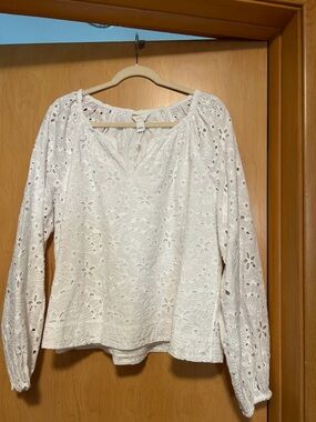 Lilly Pulitzer White Eyelet Peasant Top maisha xl nwot